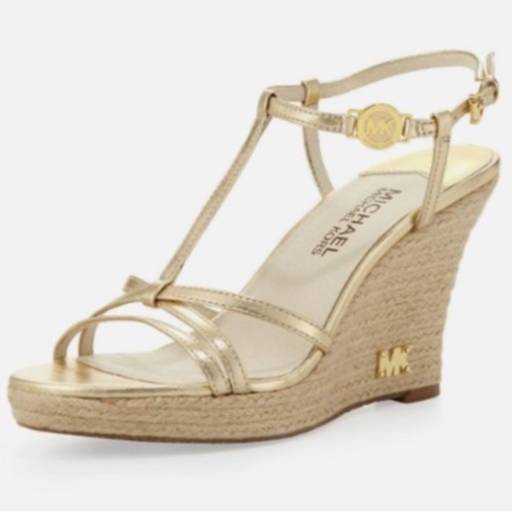 Michael Kors Gold Tan Wedges with Espadrille Heel